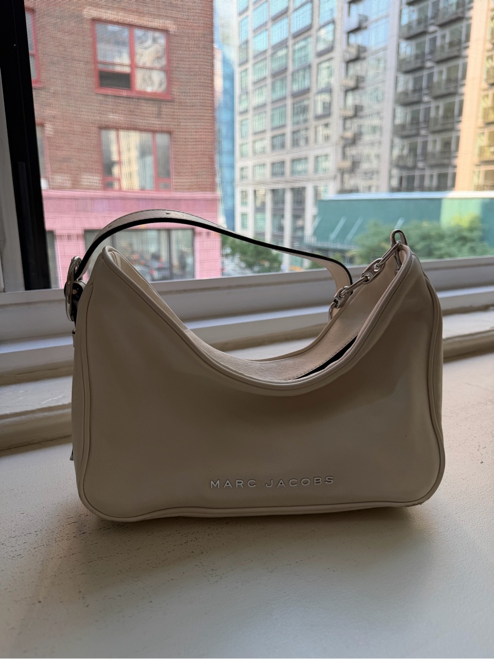 Marc Jacobs Cream Shoulder Hobo Bag with Chain Accent